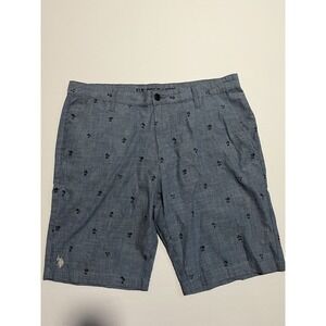 Men's Casual Shorts U.S. Polo ASSN Blue Palm Tree Shorts Sz W36
